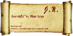 Jordán Marina névjegykártya